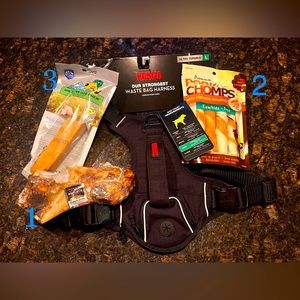 Kong LARGE Waste Bag Dispensing Dog Harness + 3 Chew Treats